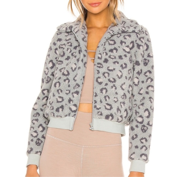 Beyond Yoga Leopard Sherpa Bomber Jacket Size XL - Picture 1 of 6